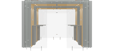 2SPArea 3.2m, Maple wooden panel, Grey steel frame
