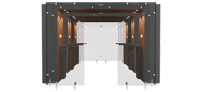 3SPArea 3.2m, Mahogany wooden panel, Black steel frame