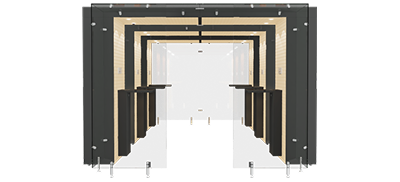 3SPArea 3.2m, Maple wooden panel, Black steel frame