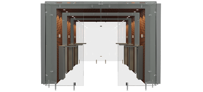 3SPArea 3.2m, Mahogany wooden panel, Grey steel frame