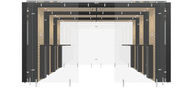 3SPArea 4m, Maple wooden panel, Black steel frame