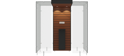 SP160, Mahogany wooden panel, Black steel frame