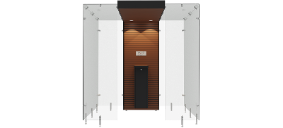SP200, Mahogany wooden panel, Black steel frame