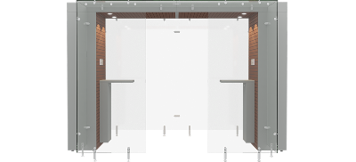 SPArea 3.2m, Mahogany wooden panel, Grey steel frame