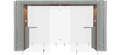 SPArea 4m, Mahogany wooden panel, Grey steel frame